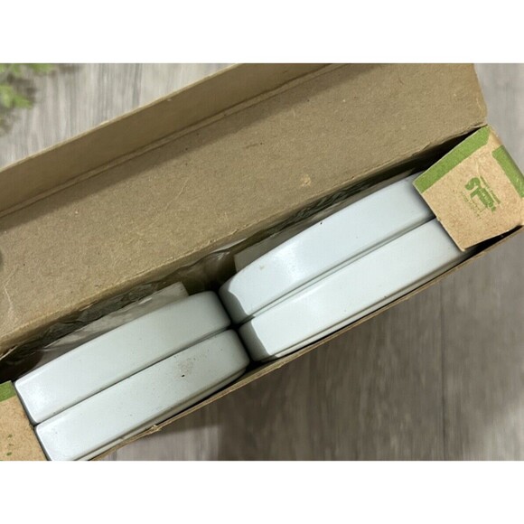 Vintage Metal Tole Ware Coasters In Original Box Green White Floral Set of 8 - Picture 8 of 13